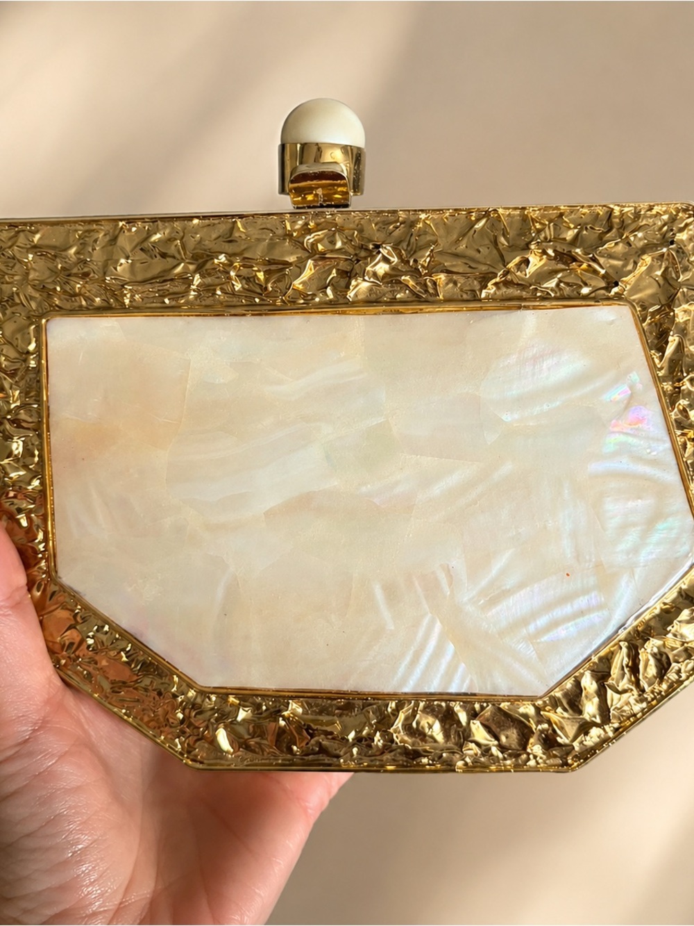 Gold and Mother-of-Pearl Box Clutch